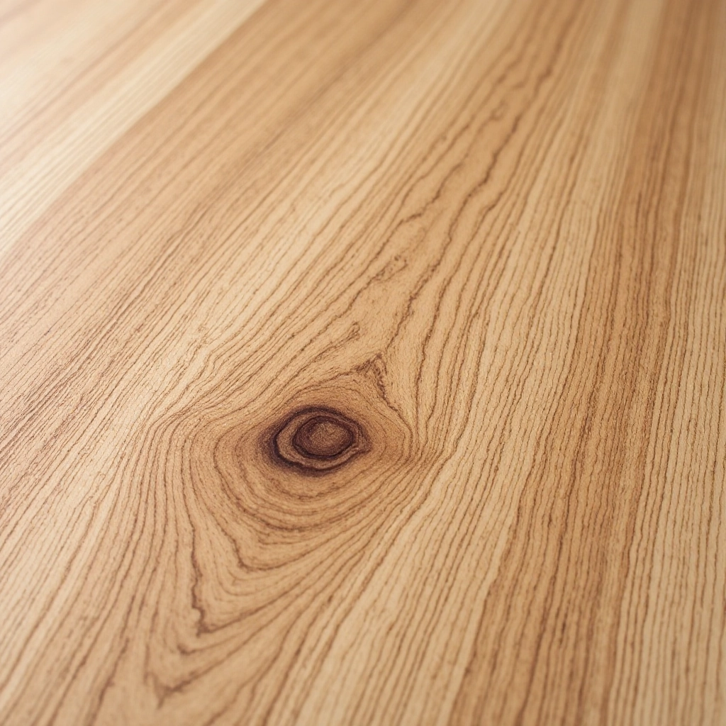 Close-up detail of oak wood grain showing natural variations, knots, and the protective matte finish