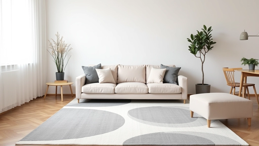 Geometric grey area rug in living space